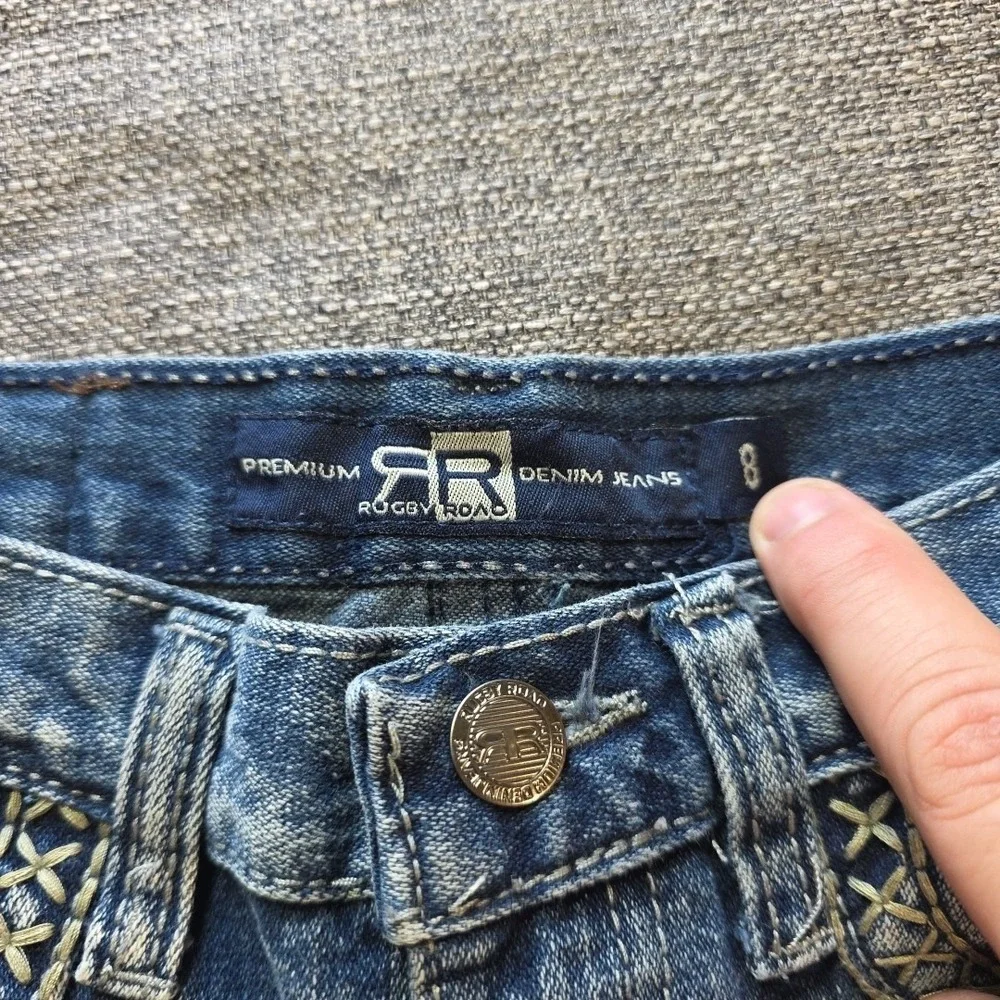 Rugby Road Jeans Girls Size 8 Blue Denim Thick Stitch